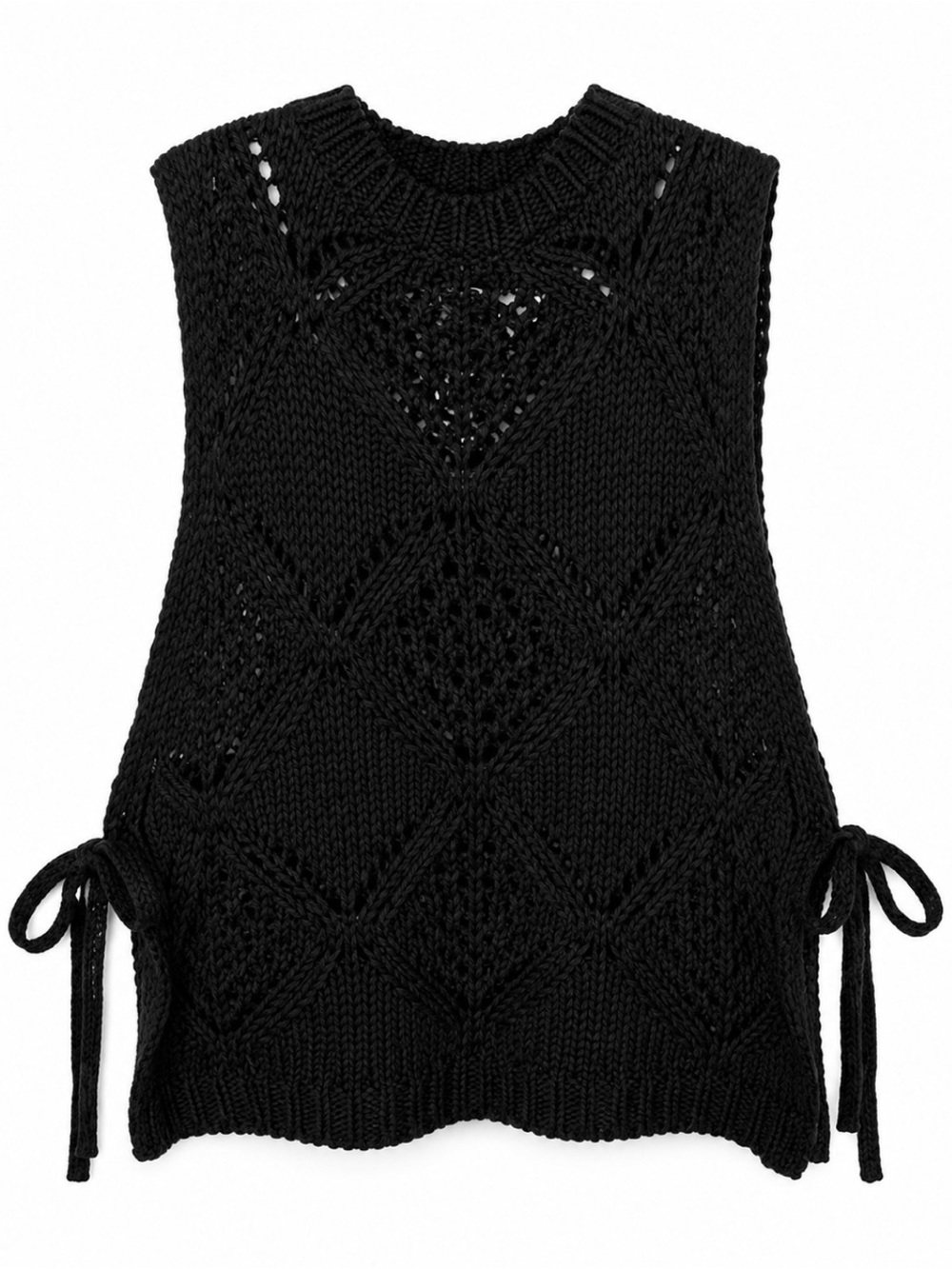 Zara Black Knit Sleeveless Crewneck Sweater Vest